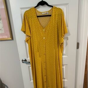 Susan Graver Yellow Polka Dot Maxi Dress 2XP